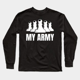 Chess Pawn Army Tactics Sport Nerd Funny Checkmate Long Sleeve T-Shirt